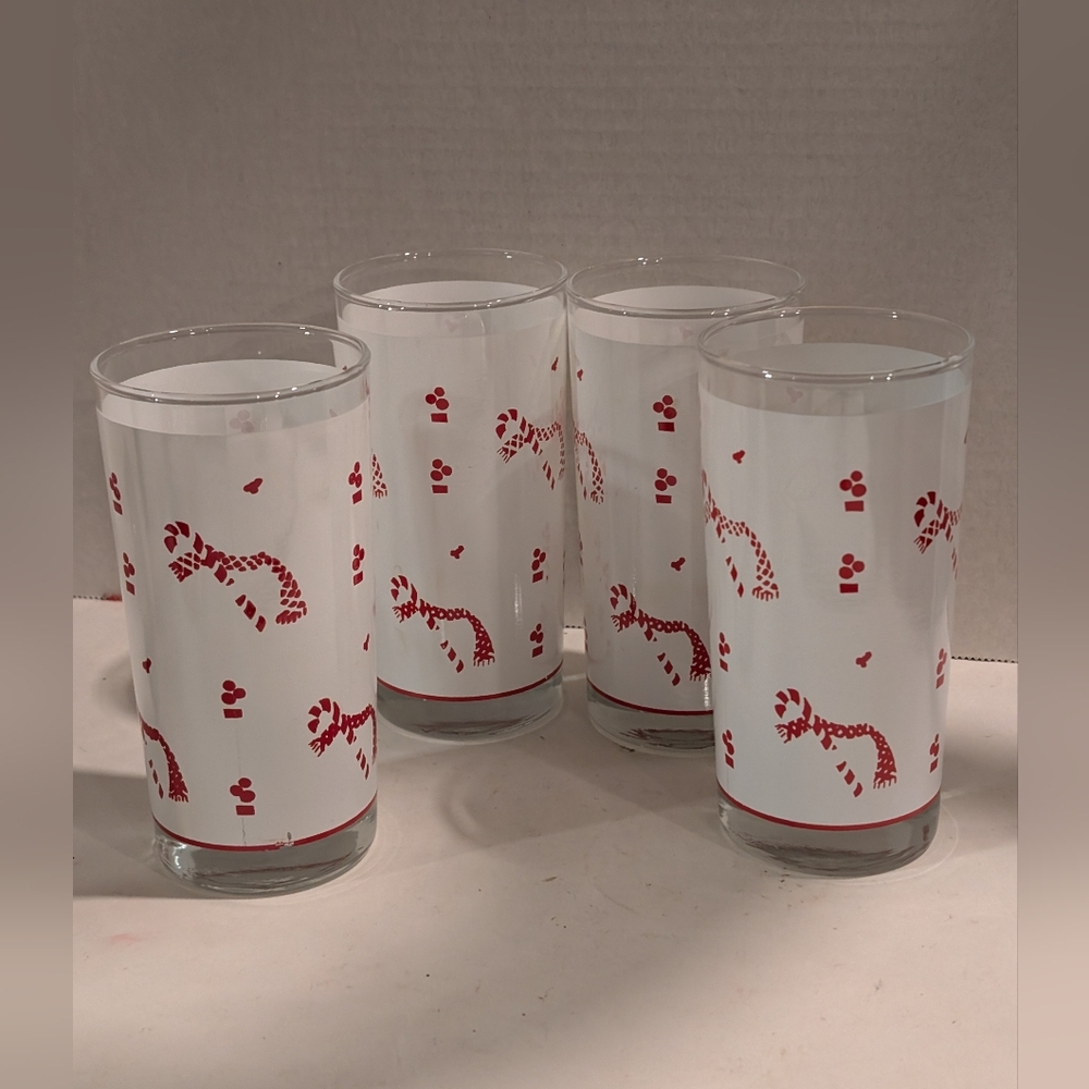 4 candy cane design glasses.